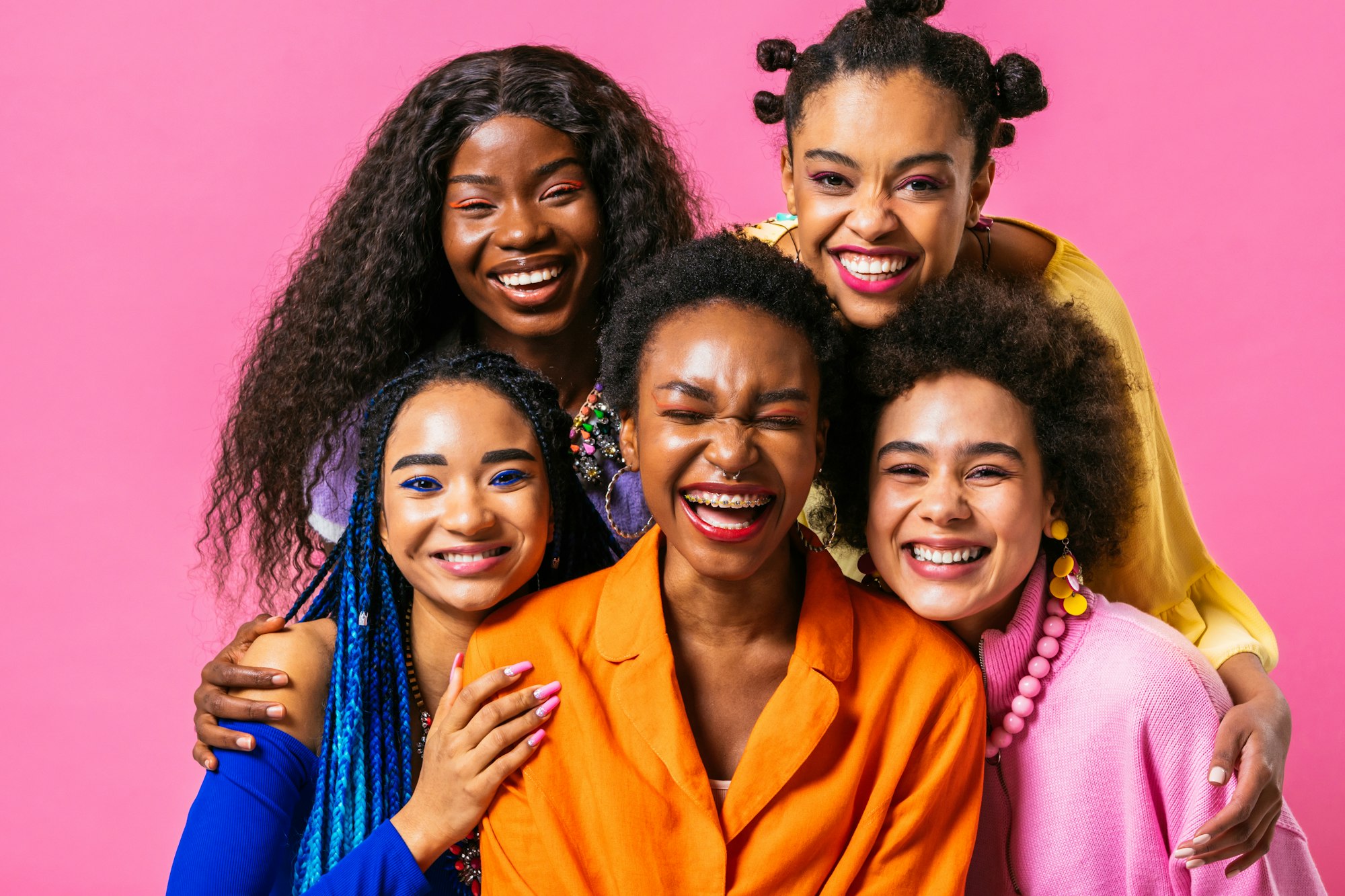 Beautiful black women posing in studio